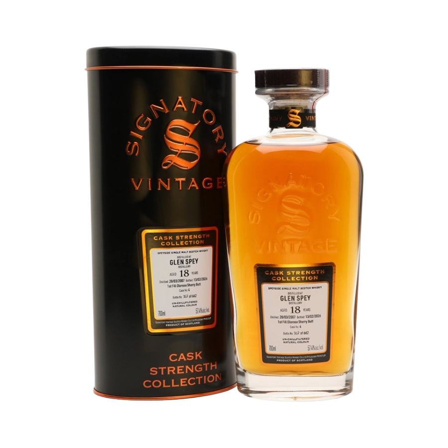 Rượu Whisky Glen Spey 18 Year Old Cask Strength Collection Signatory Vintage 2007