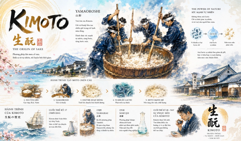 Phương Pháp Kimoto Sake Nhật Bản
