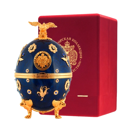 Rượu Vodka Trứng Nga Imperial Collection Faberge Egg Blue With Flowers Velvet Box