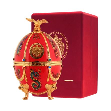 Rượu Vodka Trứng Nga Imperial Collection Faberge Egg Red With Dragons Velvet Box