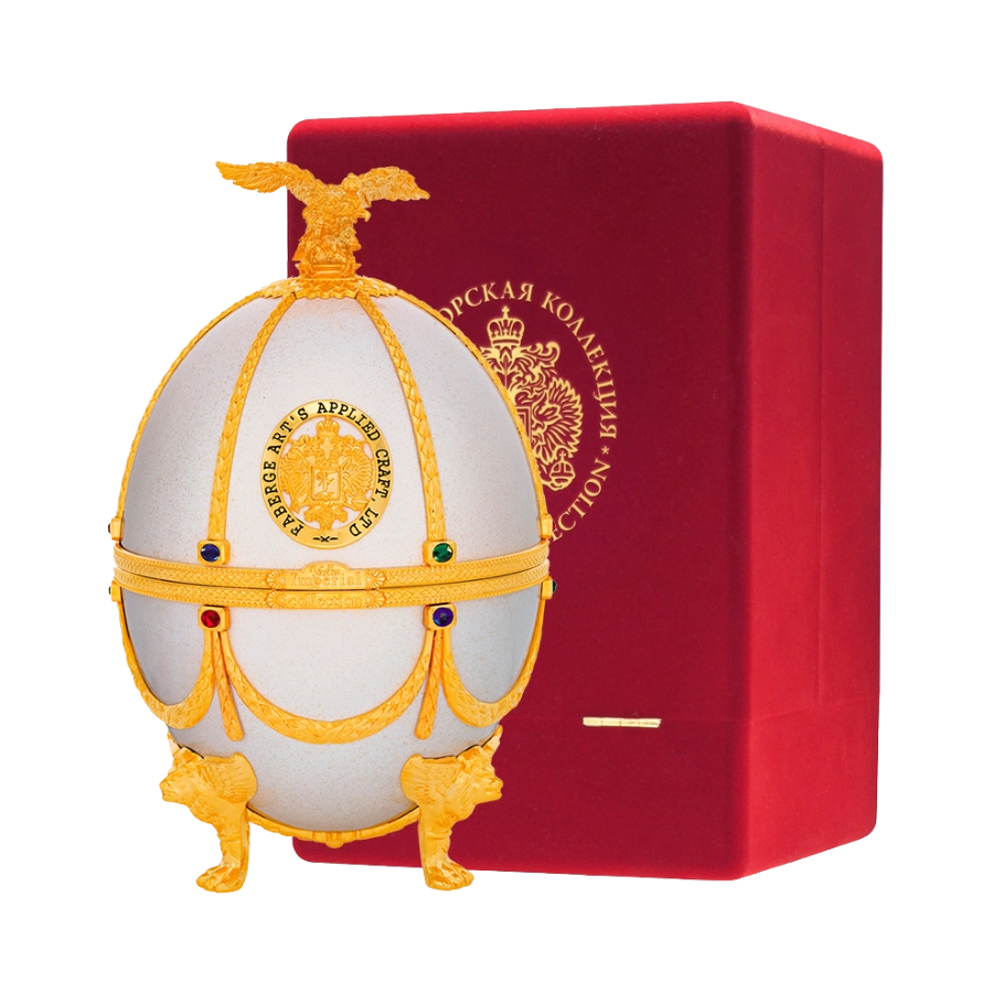 Rượu Vodka Trứng Nga Imperial Collection Faberge Egg Pearl Velvet Box