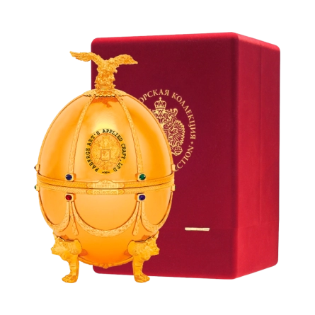 Rượu Vodka Trứng Nga Imperial Collection Faberge Egg Gold Velvet Box