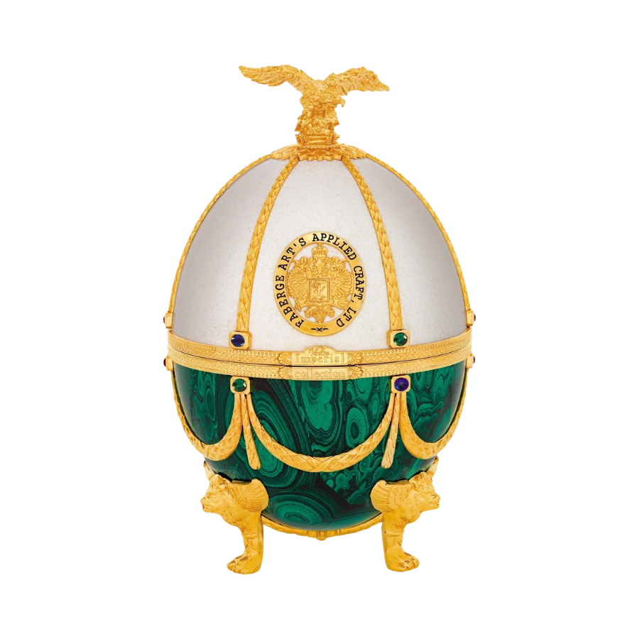 Rượu Vodka Trứng Nga Imperial Collection Faberge Egg Pearl Emerald Velvet Box