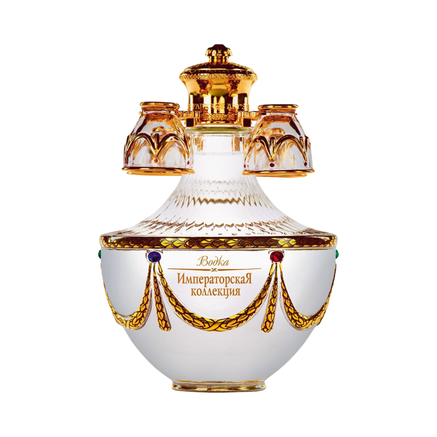 Rượu Vodka Trứng Nga Imperial Collection Faberge Egg Pearl Emerald Velvet Box