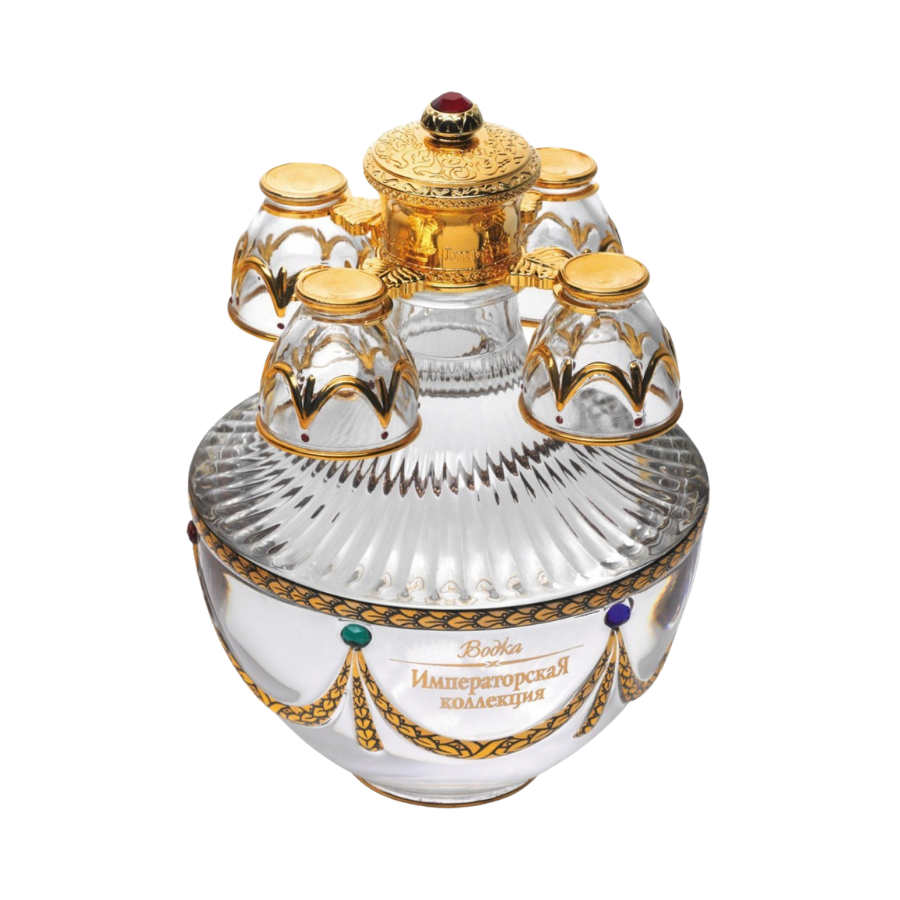 Rượu Vodka Trứng Nga Imperial Collection Faberge Egg Pearl Emerald Velvet Box