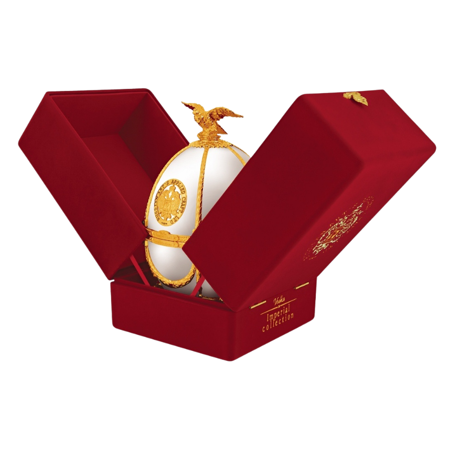 Rượu Vodka Trứng Nga Imperial Collection Faberge Egg Pearl Velvet Box