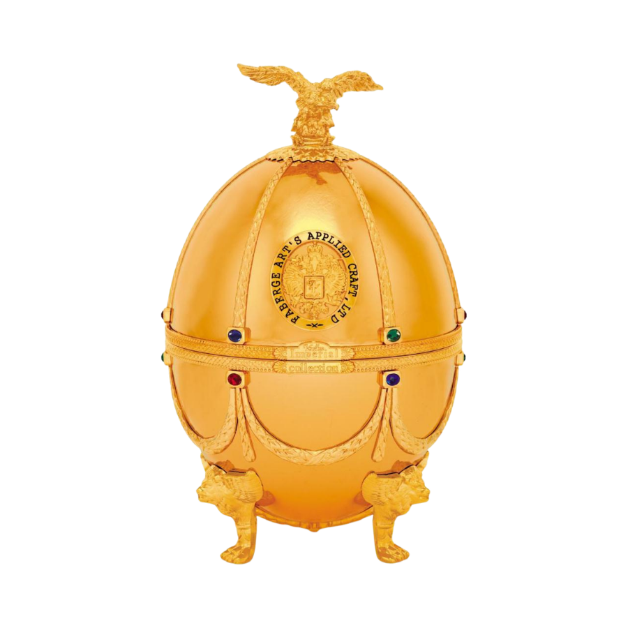 Rượu Vodka Trứng Nga Imperial Collection Faberge Egg Gold Velvet Box
