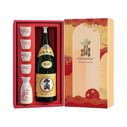 Set Rượu Sake Nhật Nishinoseki Junmai 1800ml Hộp Quà Tết 2025