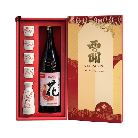 Set Rượu Sake Nhật Nishinoseki Hana 1800ml Hộp Quà Tết 2025