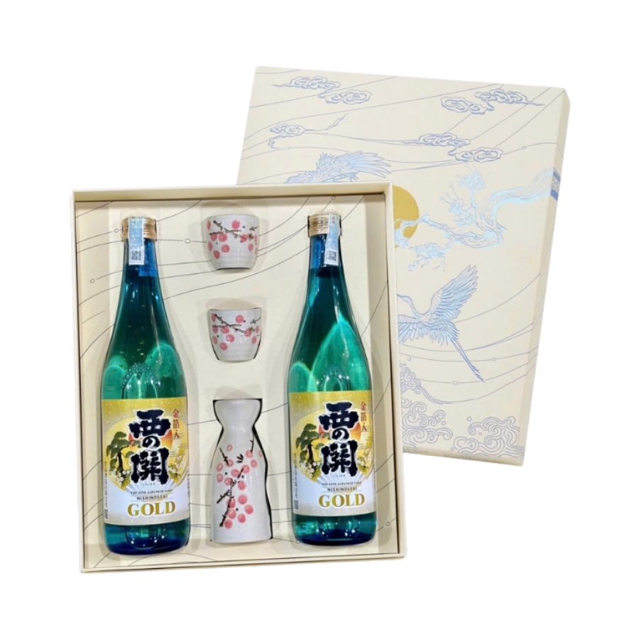 Rượu Sake Nhật Nishinoseki Gold Leaf Hộp Quà Tết 2025