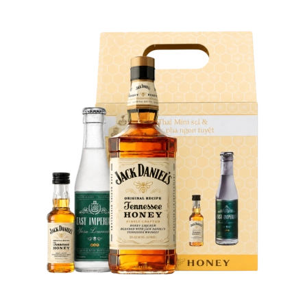 Rượu Whiskey Jack Daniel's Honey Kèm Chai Mini Và Nước Pha Chế Phiên Bản Hộp Quà Tết 2025