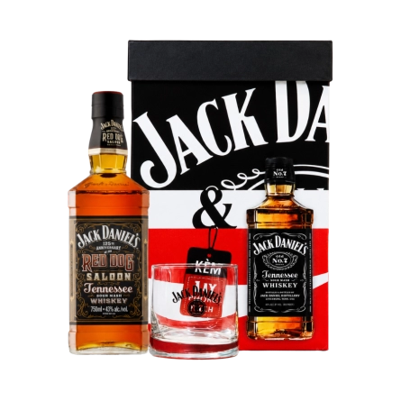 Rượu Whisky Jack Daniel's Red Dog Saloon Kèm 1 Ly Cao Cấp Phiên Bản Hộp Quà Tết 2025