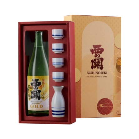 Rượu Sake Nhật Nishinoseki Gold Leaf 1.8L Hộp Quà Tết 2025