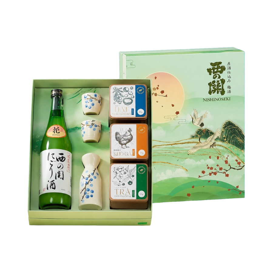Set Rượu Sake Nhật Nishinoseki Nigori Zake Hộp Quà Tết 2025