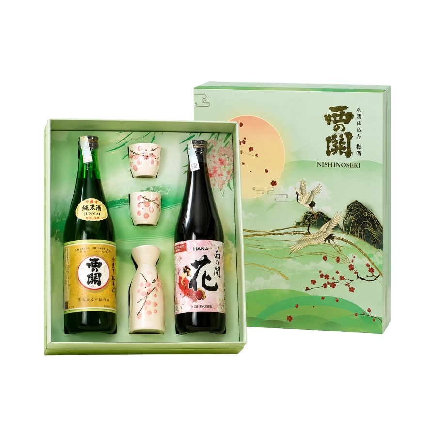 Rượu Sake Nhật Nishinoseki Junmaishu - Nishinoseki Hana Hộp Quà Tết 2025