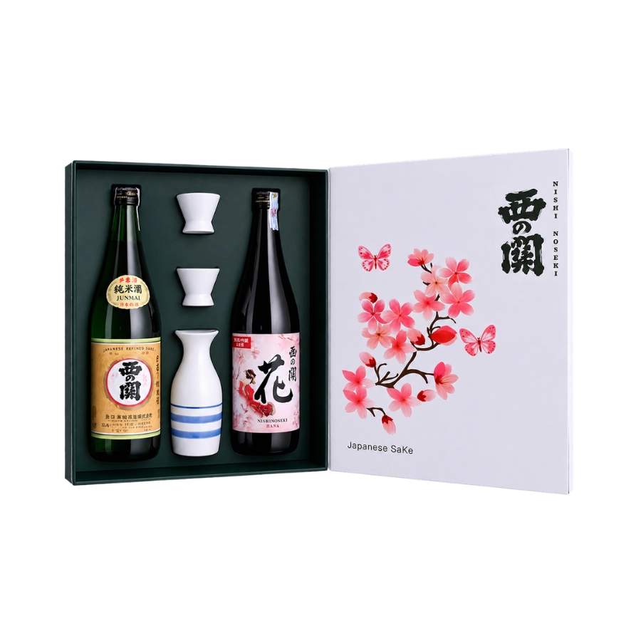 Rượu Sake Nhật Nishinoseki Junmaishu - Nishinoseki Hana Hộp Quà Tết 2025