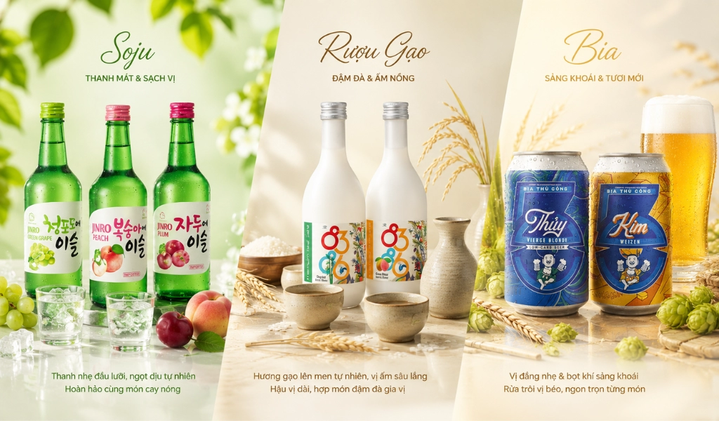 Soju Hàn Quốc, Rượu Gạo & Bia Việt Nam Đậm Đà