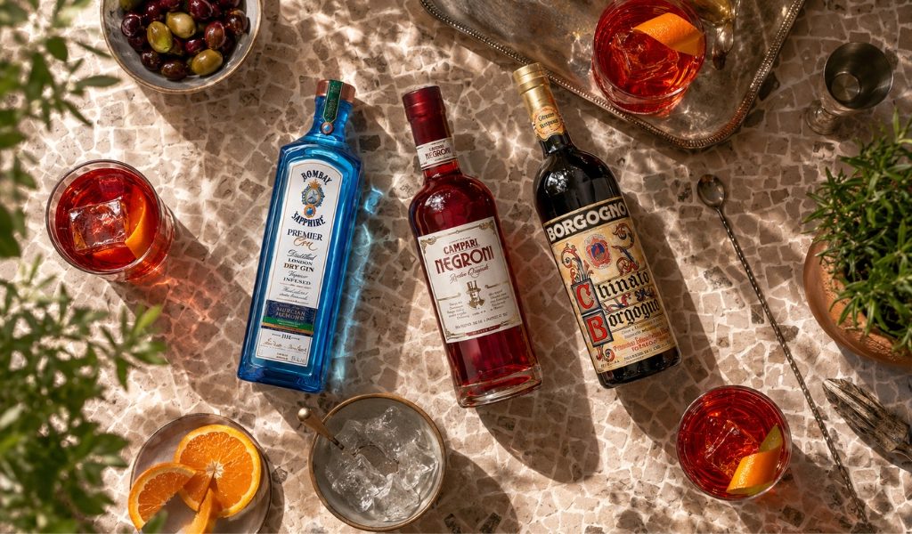 Ly Negroni Cocktail Với Lát Cam