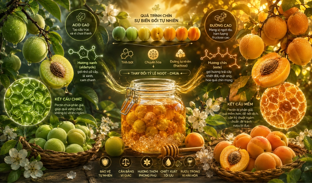 Rượu Mơ Làm Từ Quả Mơ Xanh Và Quả Mơ Chín Vàng