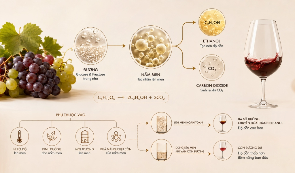 Giống Nho Quyết Định Độ Cồn Ra Sao