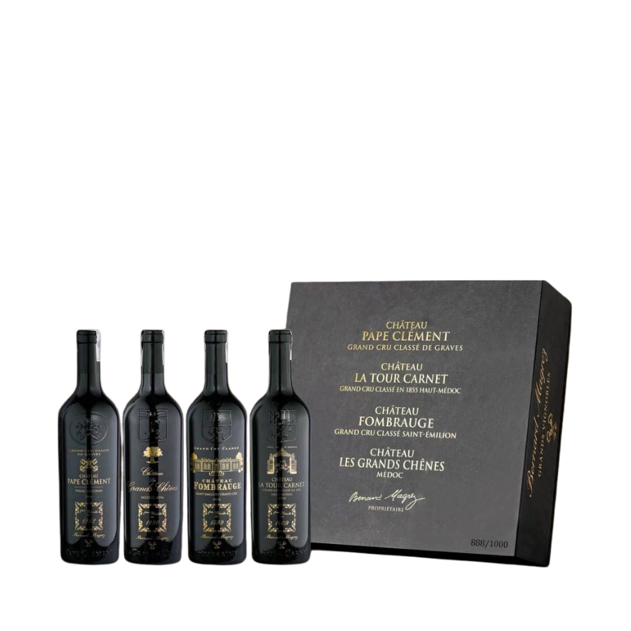 Rượu Vang Đỏ Gift Set Chateau Pape Clement 2016, Chateau La Tour Carnet 2016, Chateau Fombrauge 2016, Chateau Les Grands Chenes 2016
