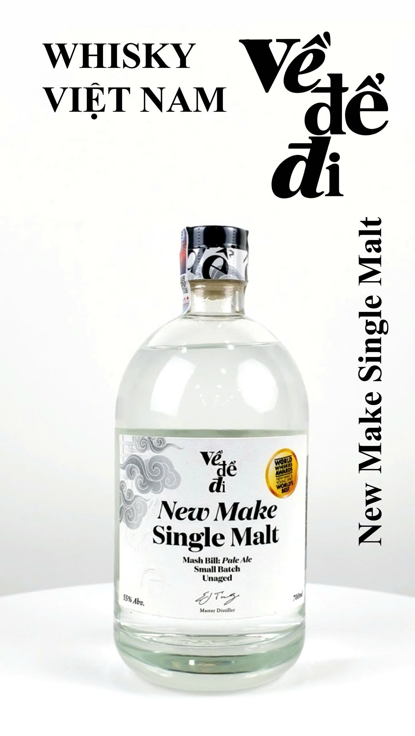 Rượu Whisky Việt Nam Ve De Di New Make Single Malt