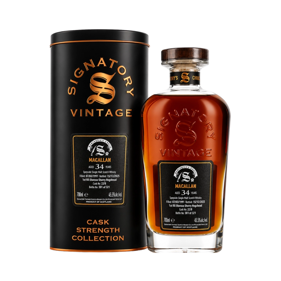Rượu Whisky Macallan 34 Year Old Cask Strength Collection Signatory Vintage 1991