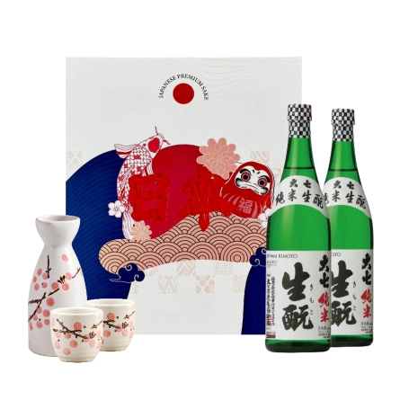 Rượu Sake Nhật Daishichi Junmai Kimoto 720ml Hộp Quà Đôi Daruma 2027